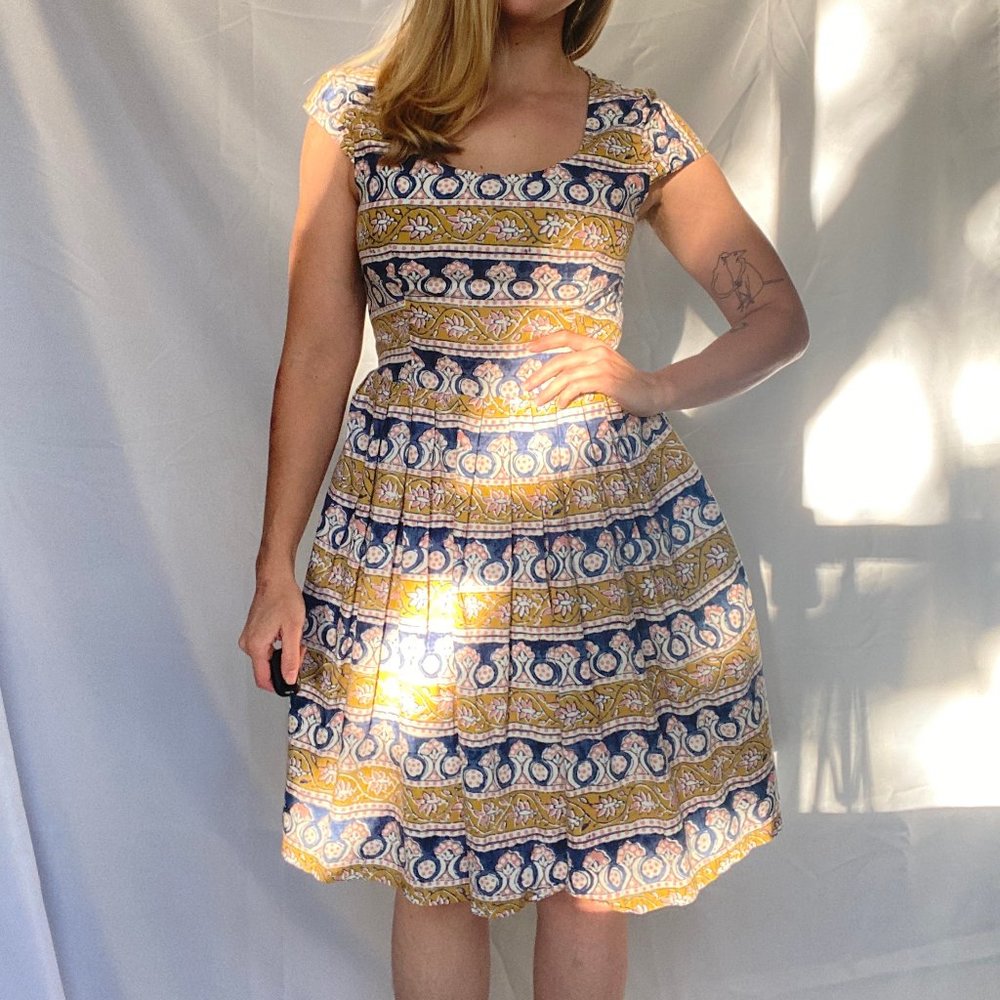 anthropologie 50s vintage style tea length dress